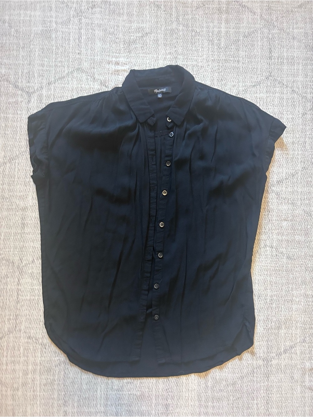 Madewell Central Button-Down Cap Sleeve Blouse - Black